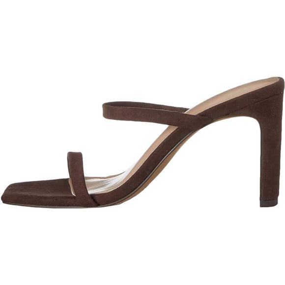 Women's Avery Square Toe Two Strap High Heeled Coffee Bean Sandal - Picture 5 of 7